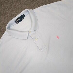 Polo‎ Ralph Lauren Mens Classic Fit Polo Shirt Light Blue Pink Pony Logo Size L
